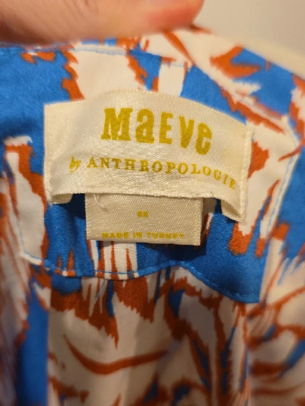 Anthropologie Blue and Tan Floral Midi Dress - Picture 3 of 3